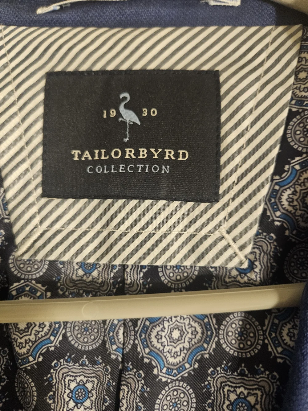 Tailorbyrd Men's Blue Single-Breasted Sport Coat with Patterned Lining